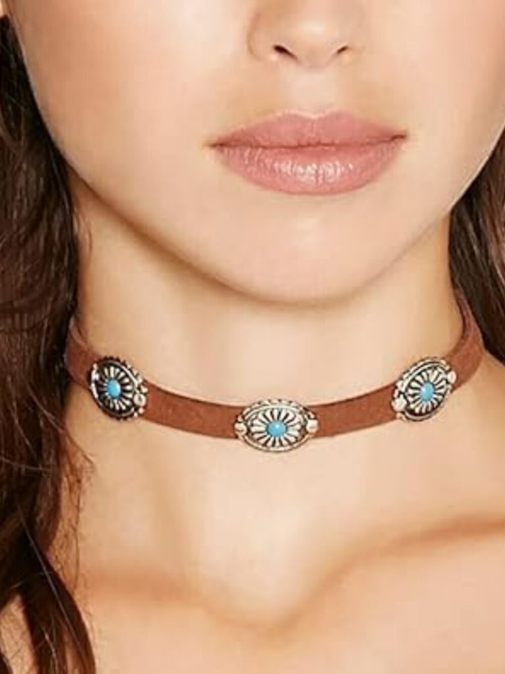 New Boho Necklace Western Jewelry Choker Cowgirl Accessories Turquoise & Silver